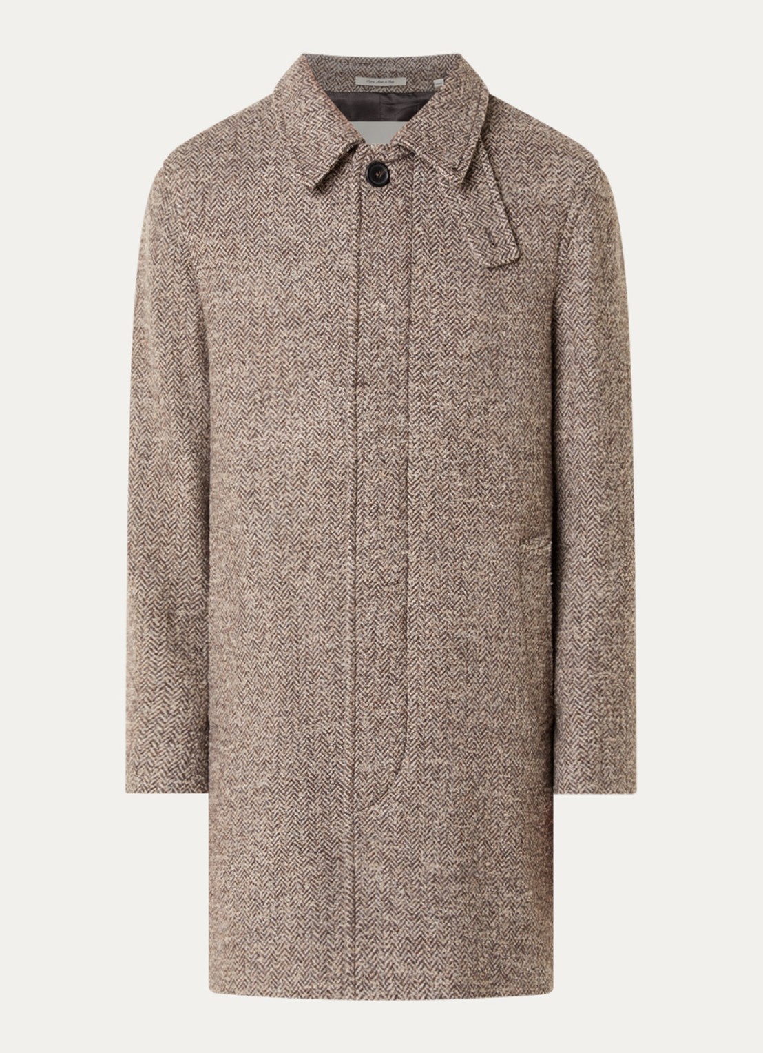 Gant Mantel in wolblend met visgraatdessin - voorkant 2 taupe