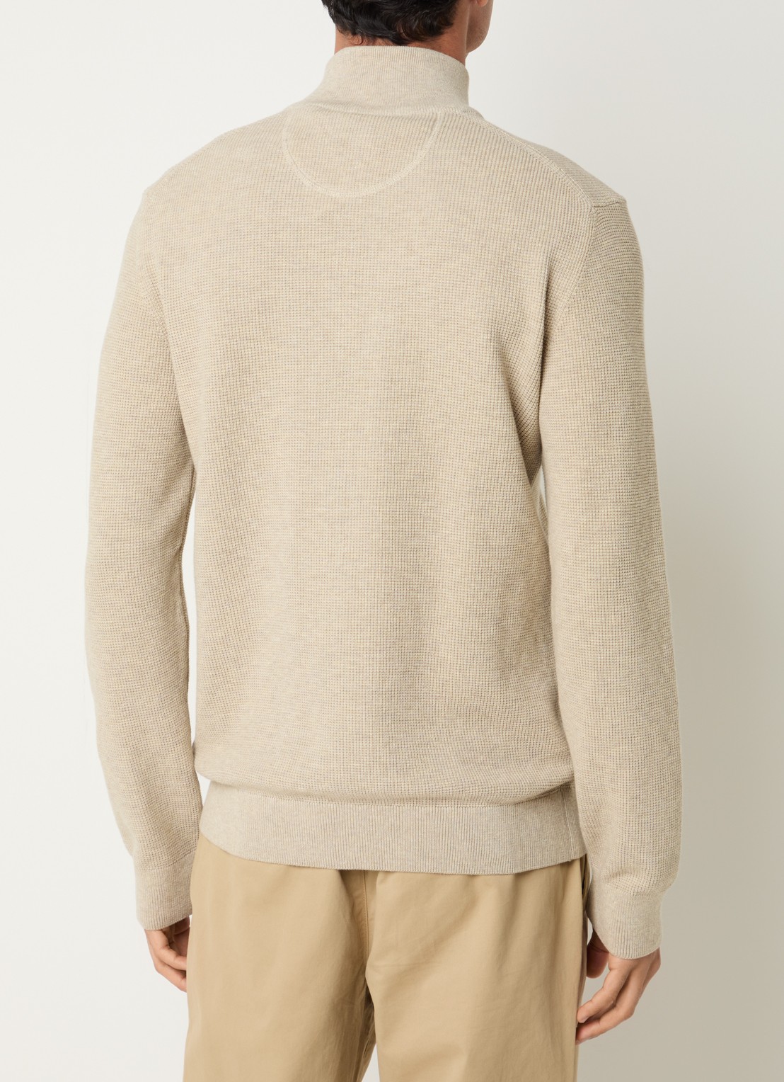 Gant Micro fijngebreid vest met logo - achterkant naturel
