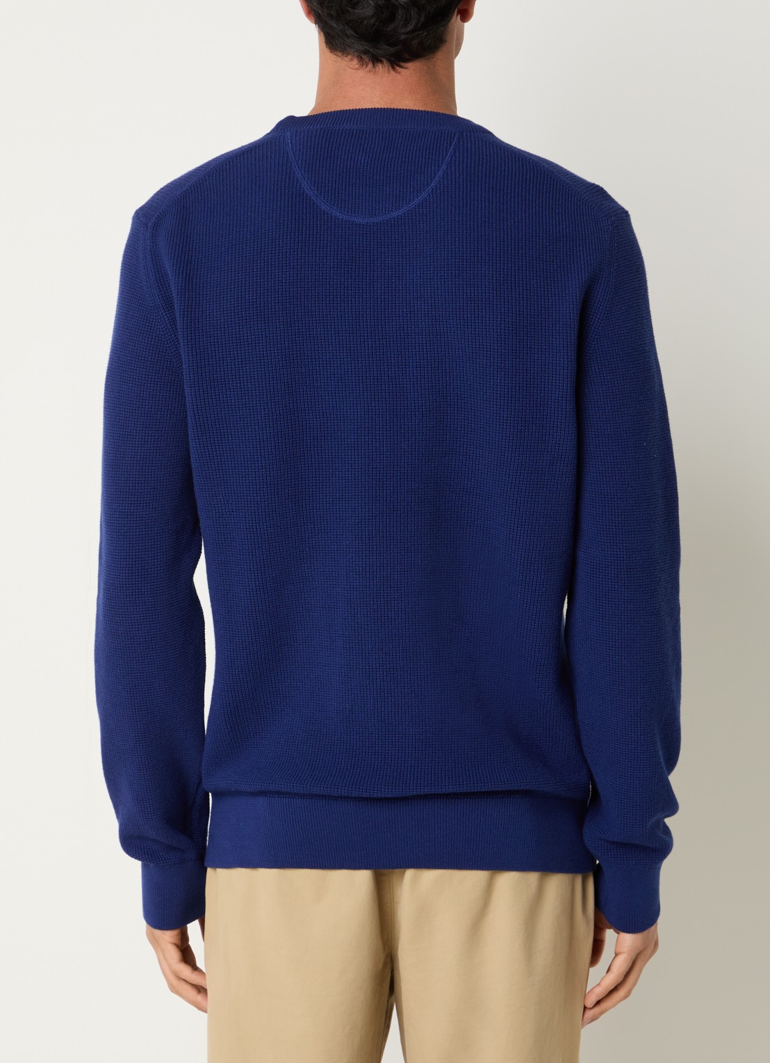 Gant Micro fijngebreide trui met logo - achterkant 3 donkerblauw