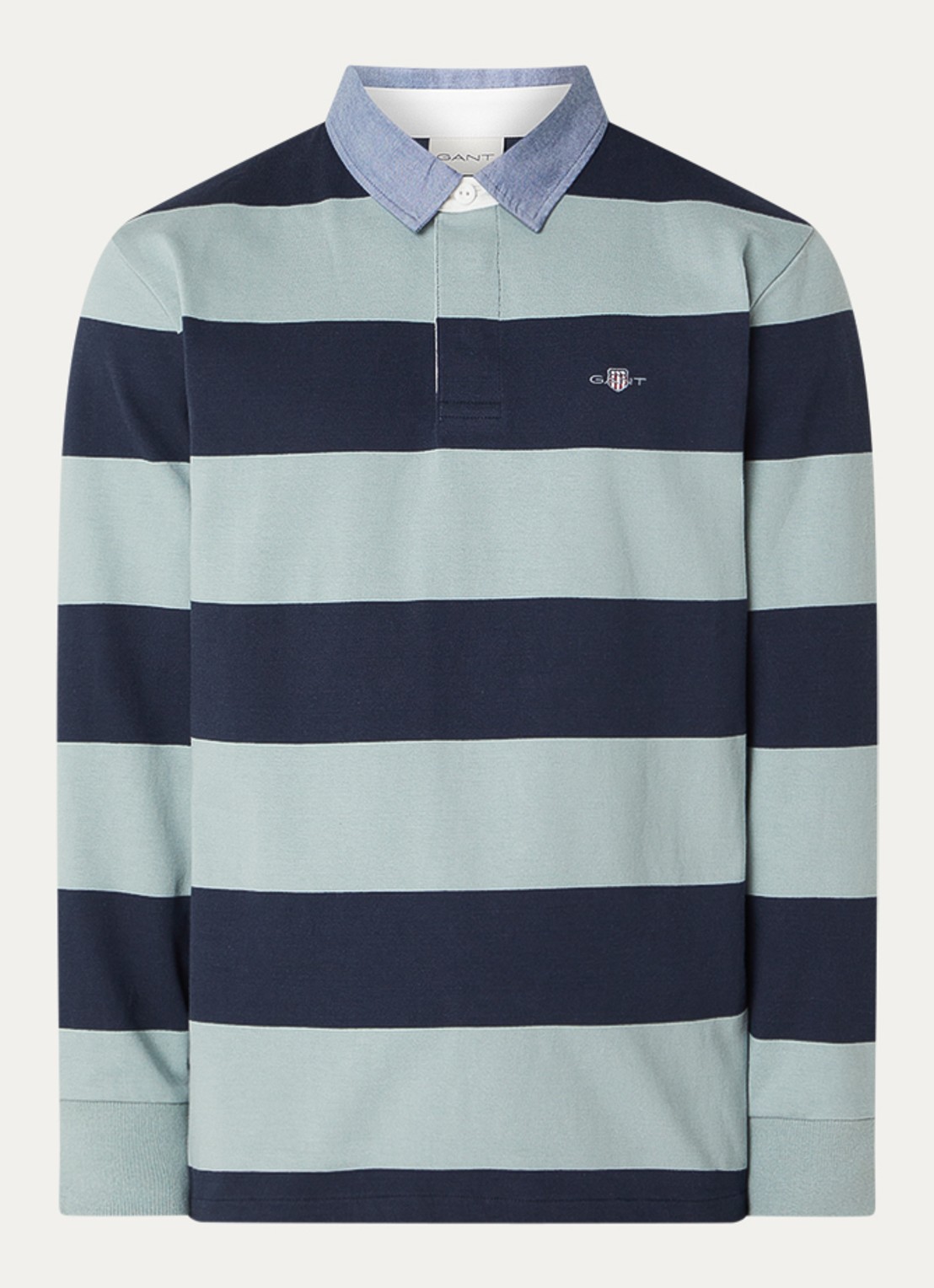 Gant Polo met streeprint - voorkant donkerblauw