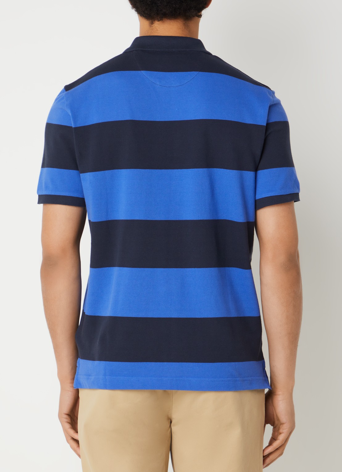 Gant Polo van piqué katoen met streepprint - achterkant royalblauw