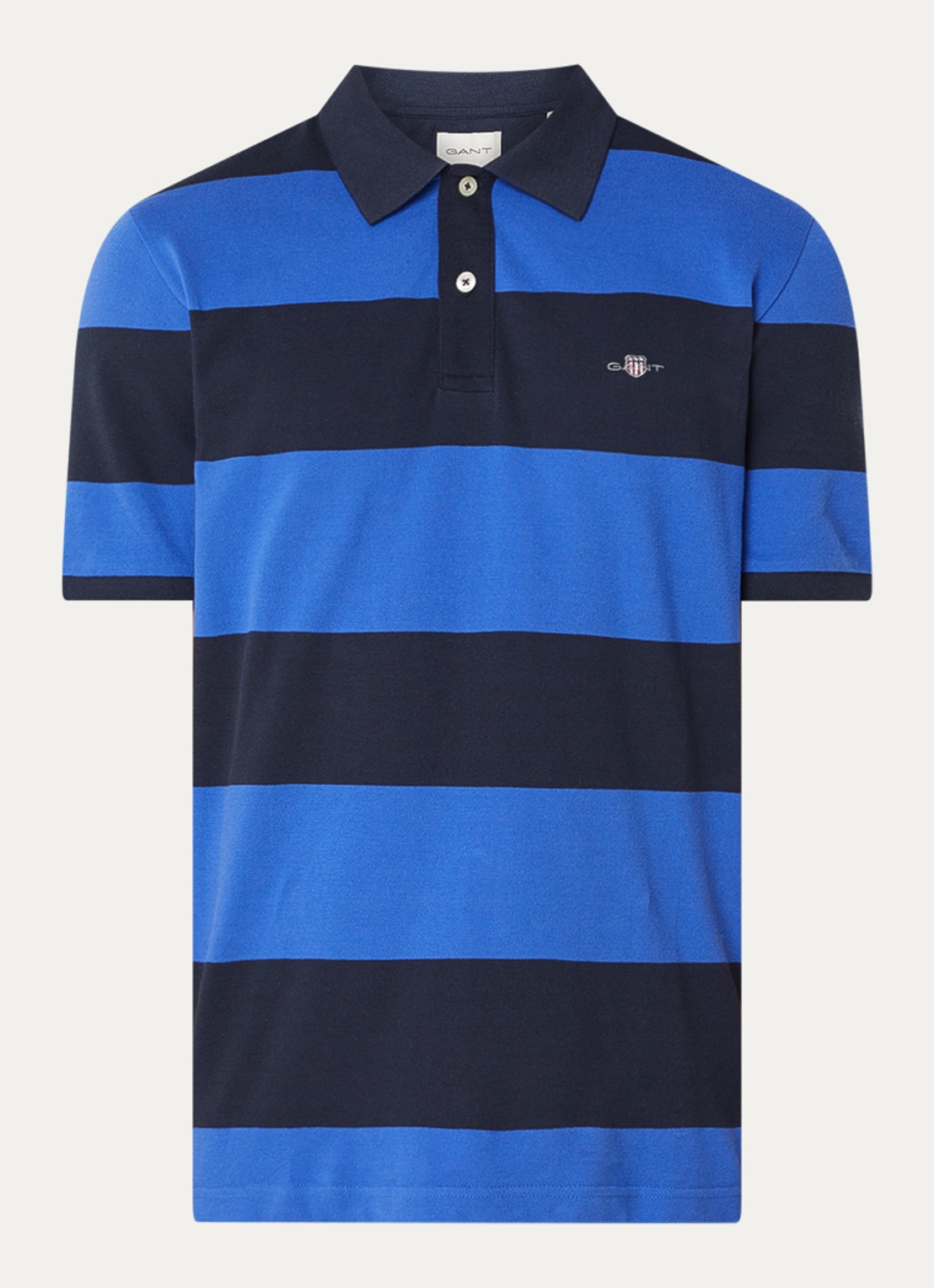 Gant Polo van piqué katoen met streepprint - voorkant 3 royalblauw