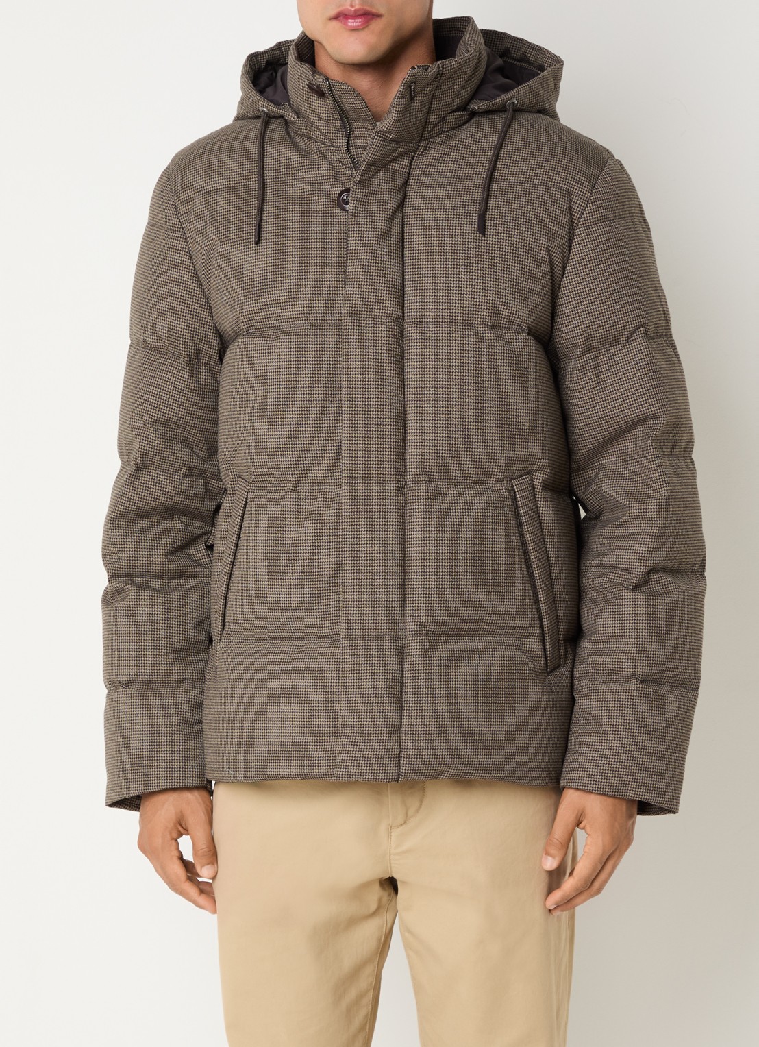Gant Puffer jack met pied-de-poule dessin - detail 4 donkerbeige