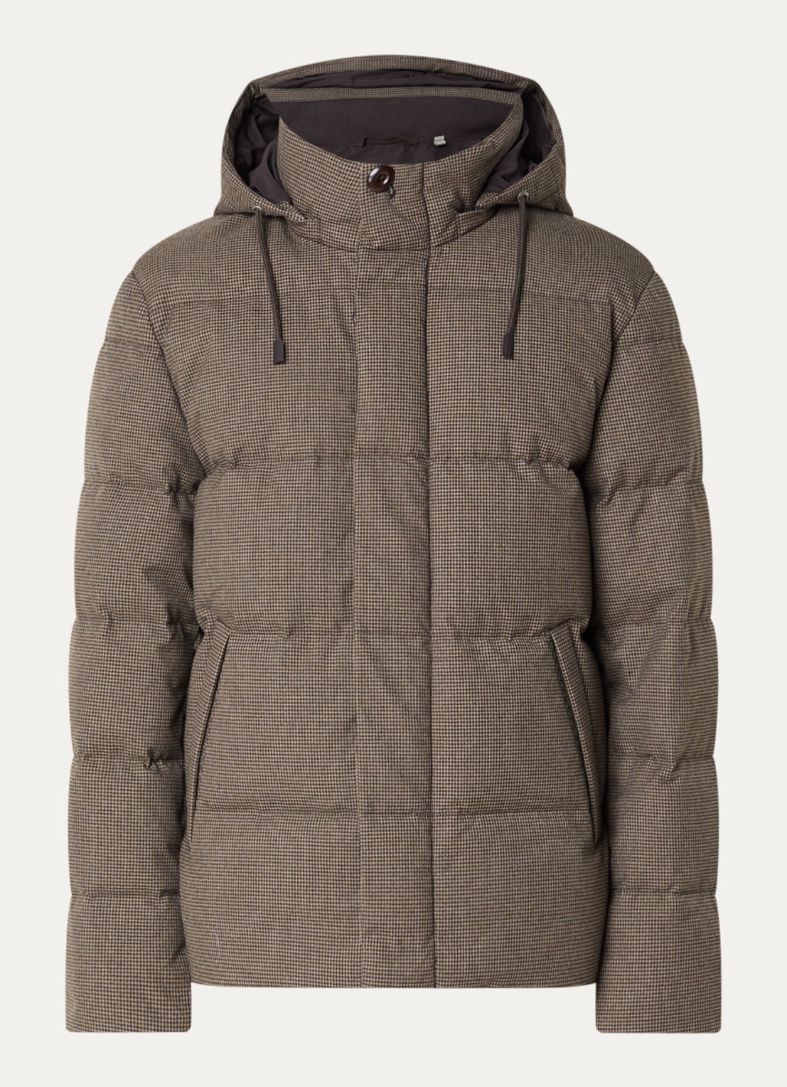 Gant Puffer jack met pied-de-poule dessin - voorkant donkerbeige