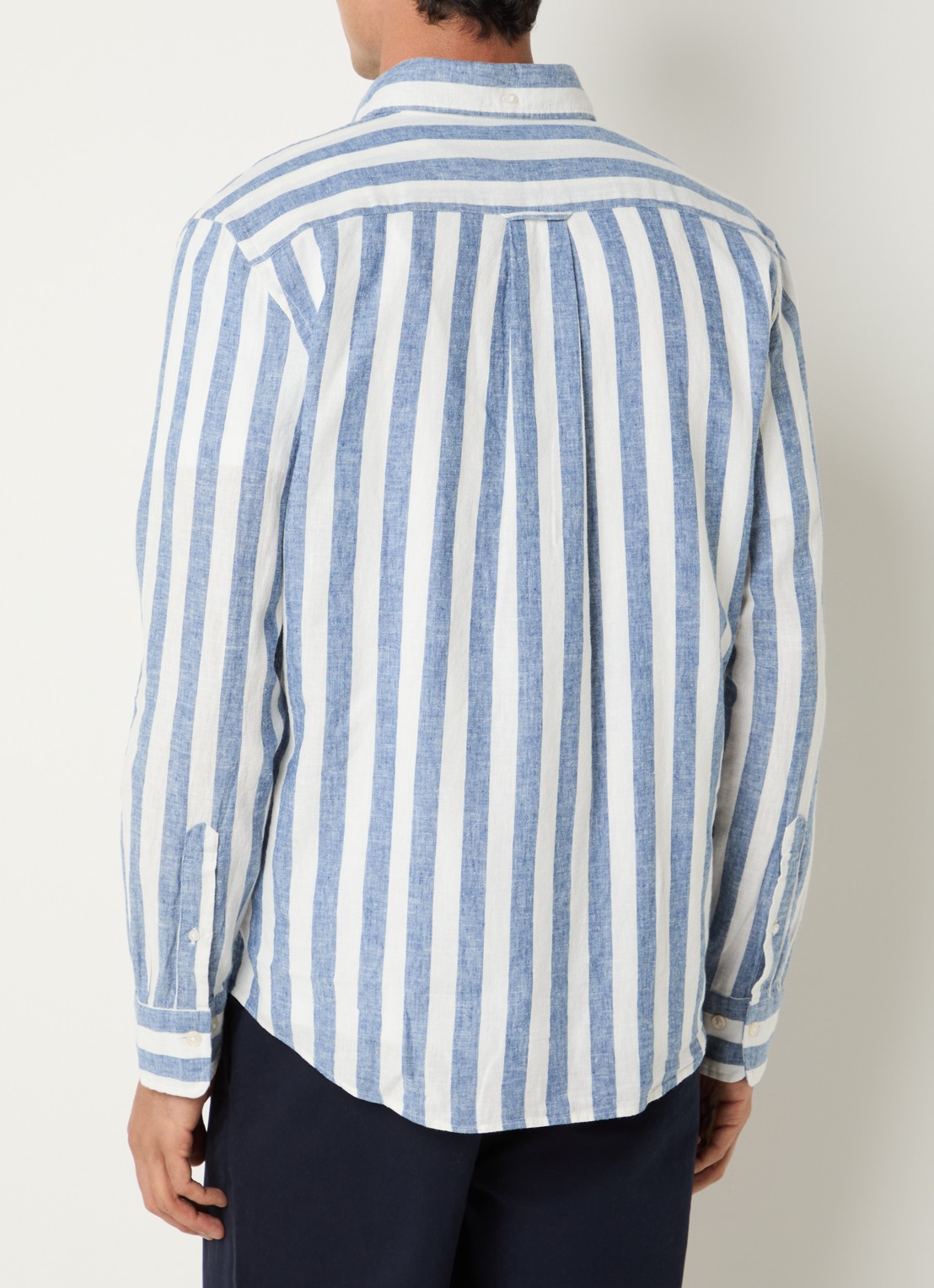 Gant Reg overhemd met streepprint en logo - achterkant 2 staalblauw