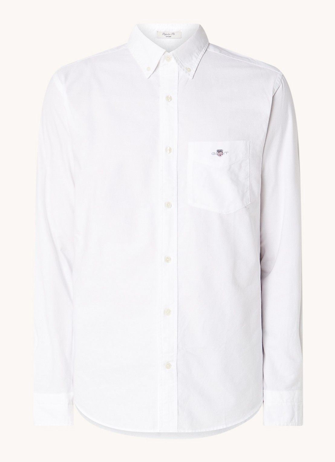 Gant Reg Oxford regular fit overhemd met borstzak  - voorkant wit