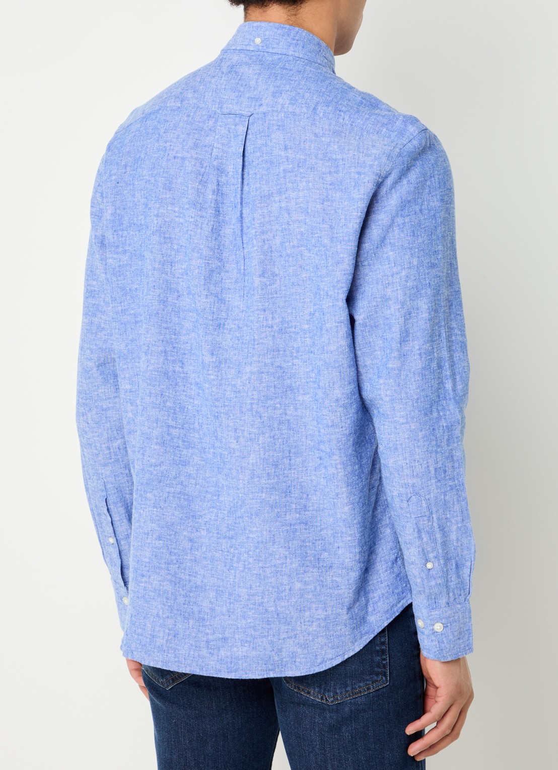 Gant Regular fit overhemd in linnenblend met logoborduring - achterkant blauw