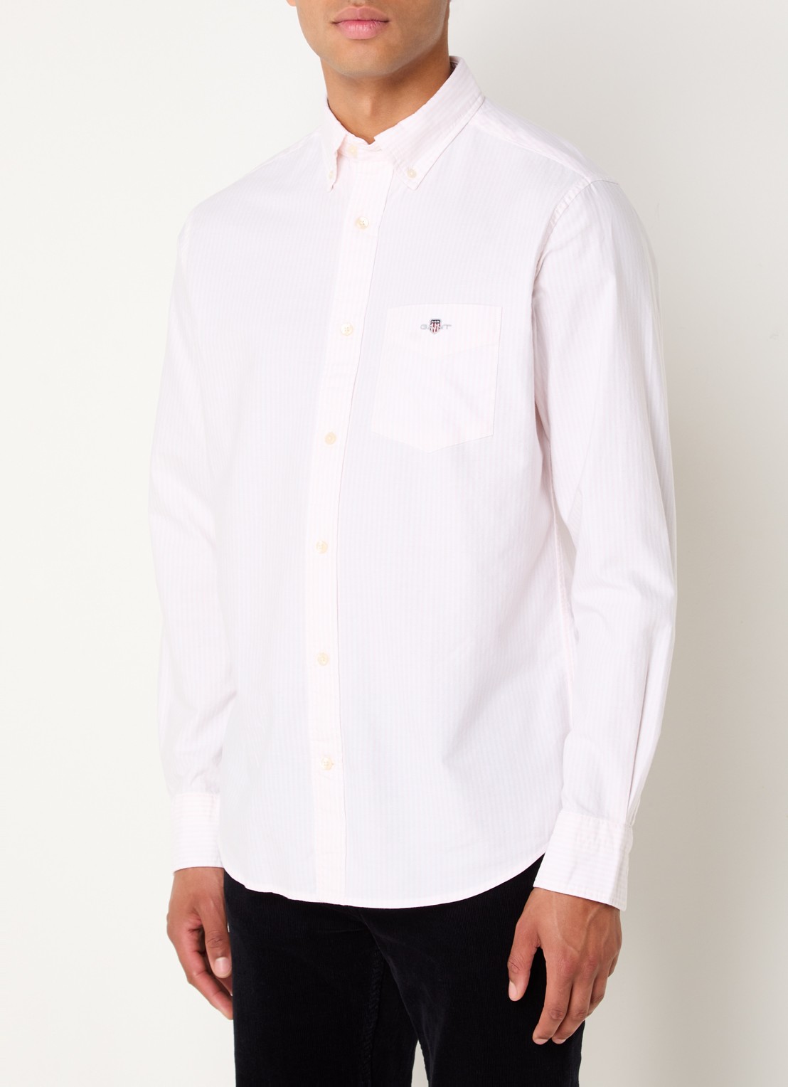 Gant Regular fit overhemd met logo en borstzak - detail lichtroze