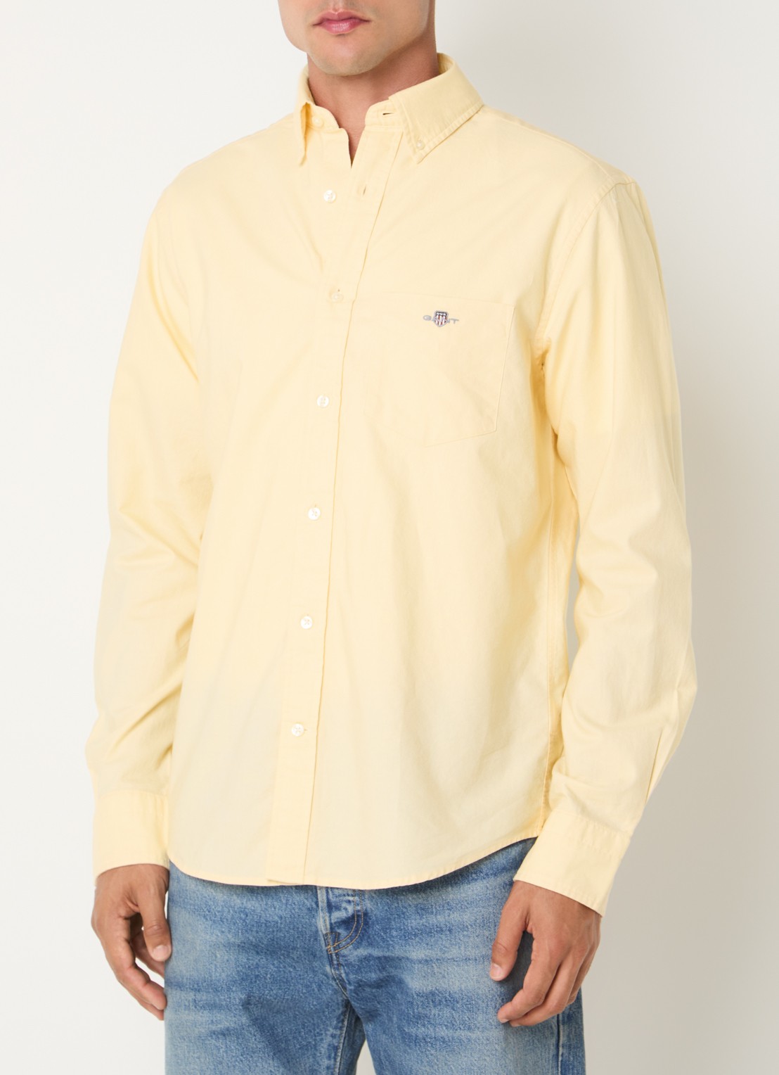 Gant Regular fit overhemd met logo en borstzak - detail 4 geel