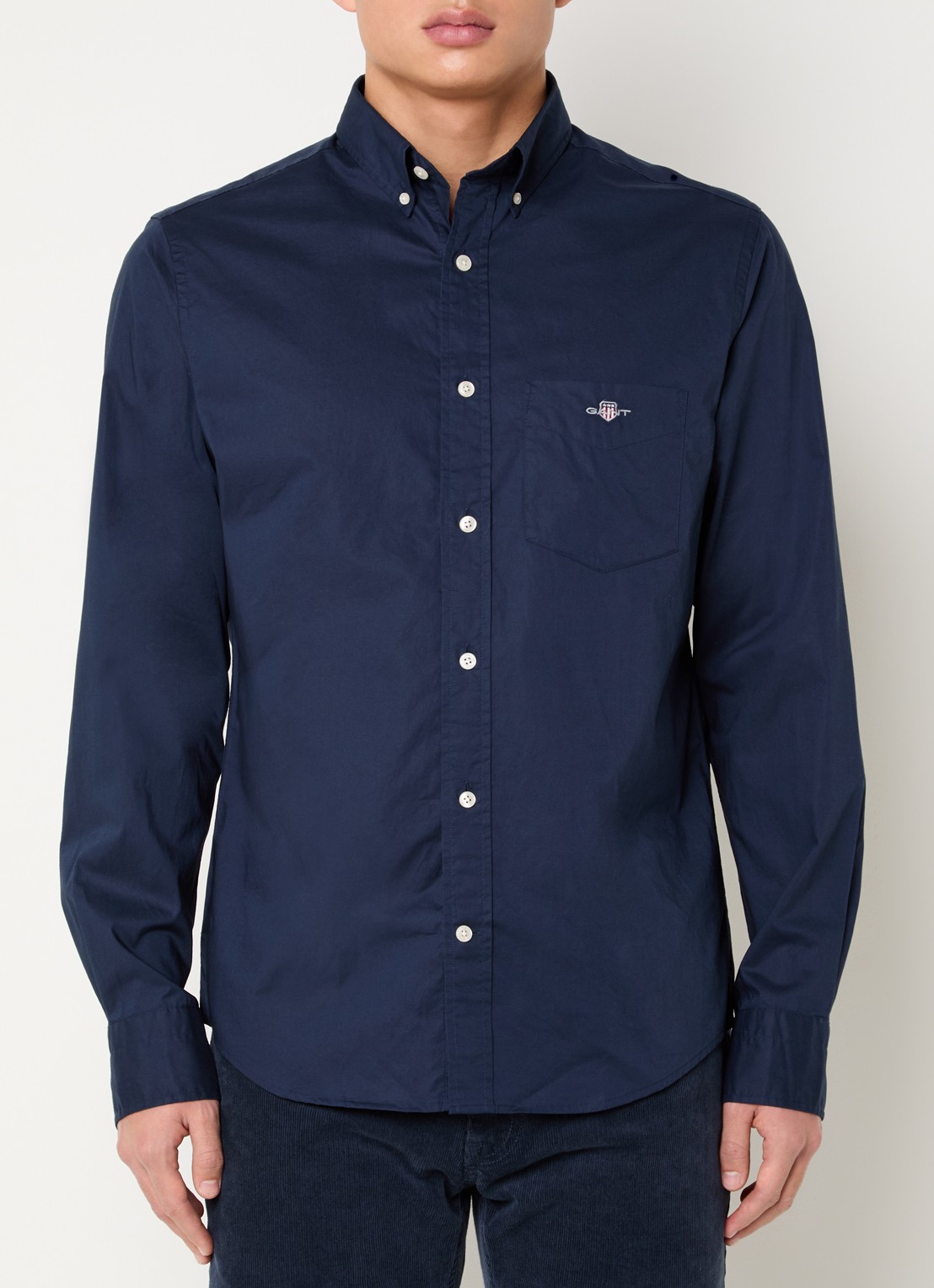 Gant Regular fit overhemd met logoborduring - detail 2 donkerblauw