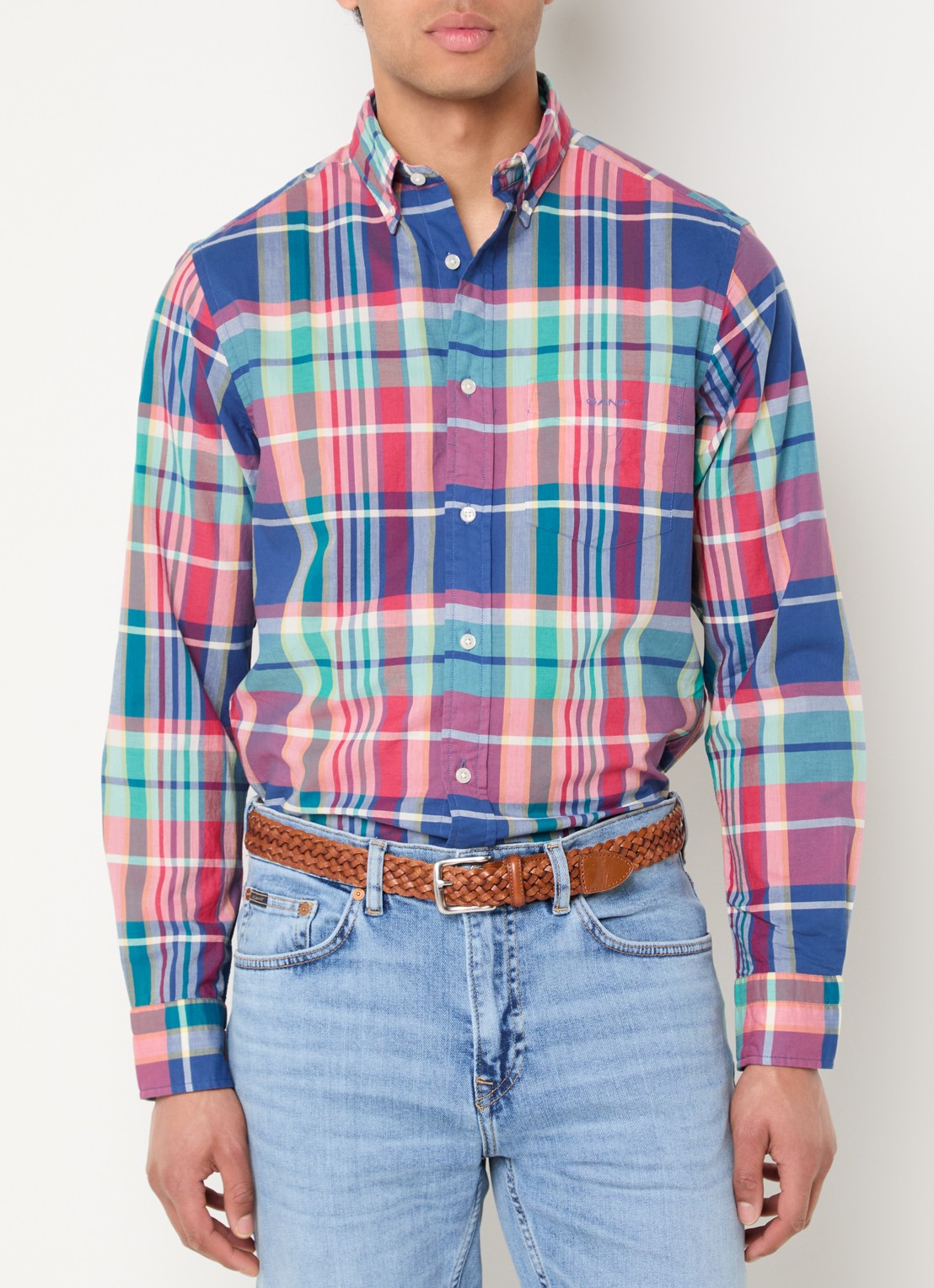 Gant Regular fit overhemd met ruitdessin - detail 3 donkerblauw