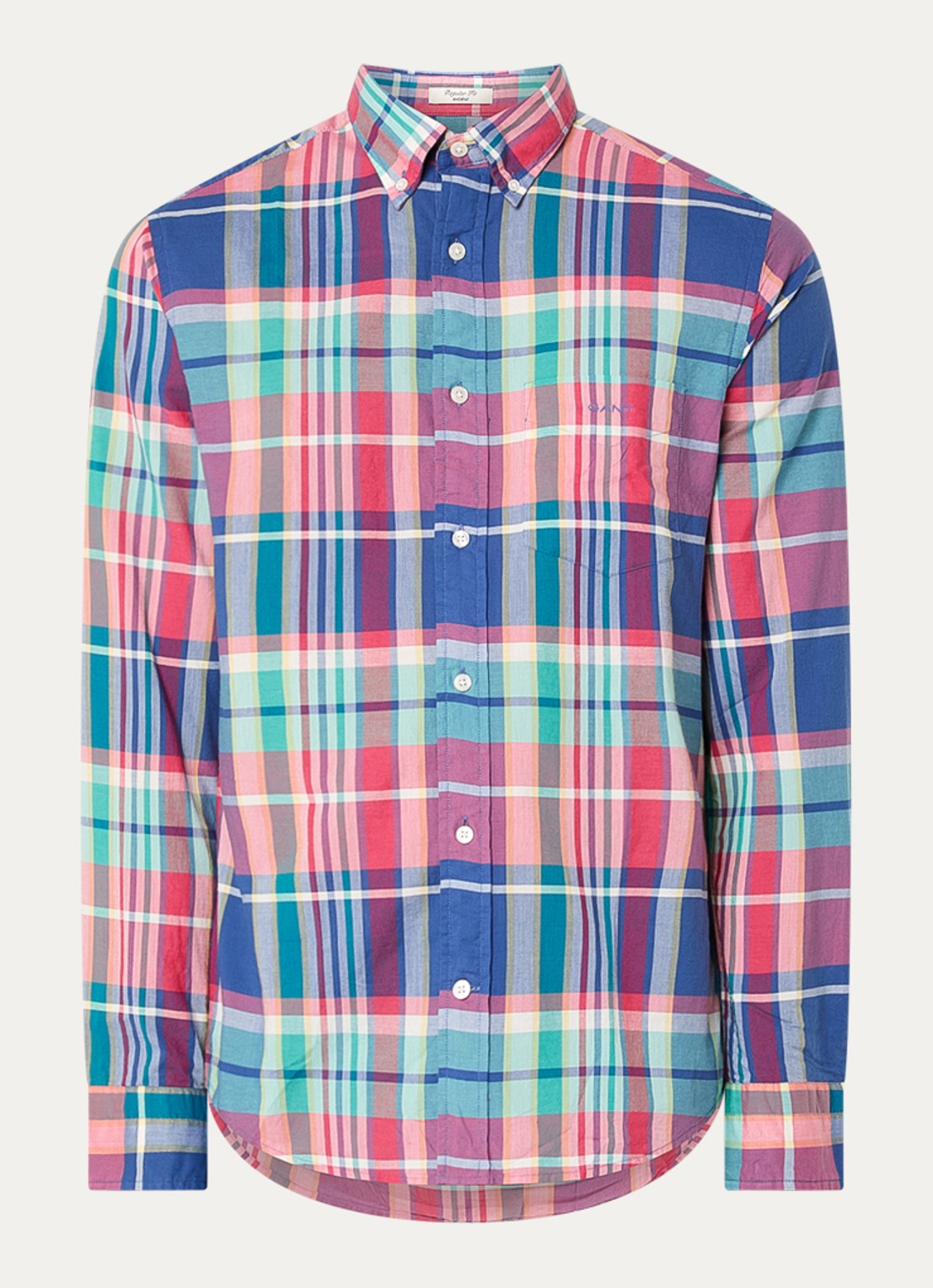 Gant Regular fit overhemd met ruitdessin - voorkant donkerblauw
