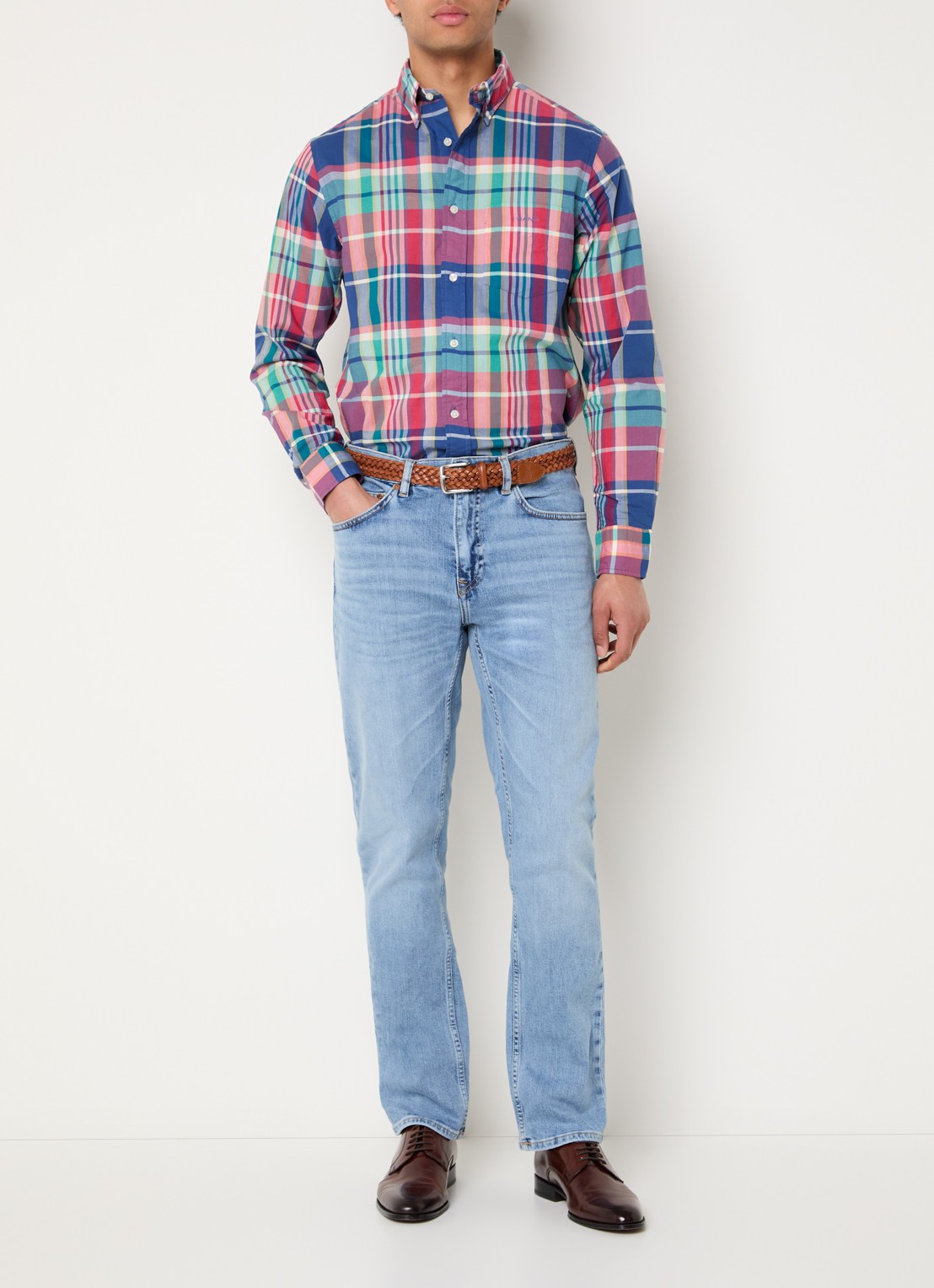 Gant Regular fit overhemd met ruitdessin - voorkant 2 donkerblauw