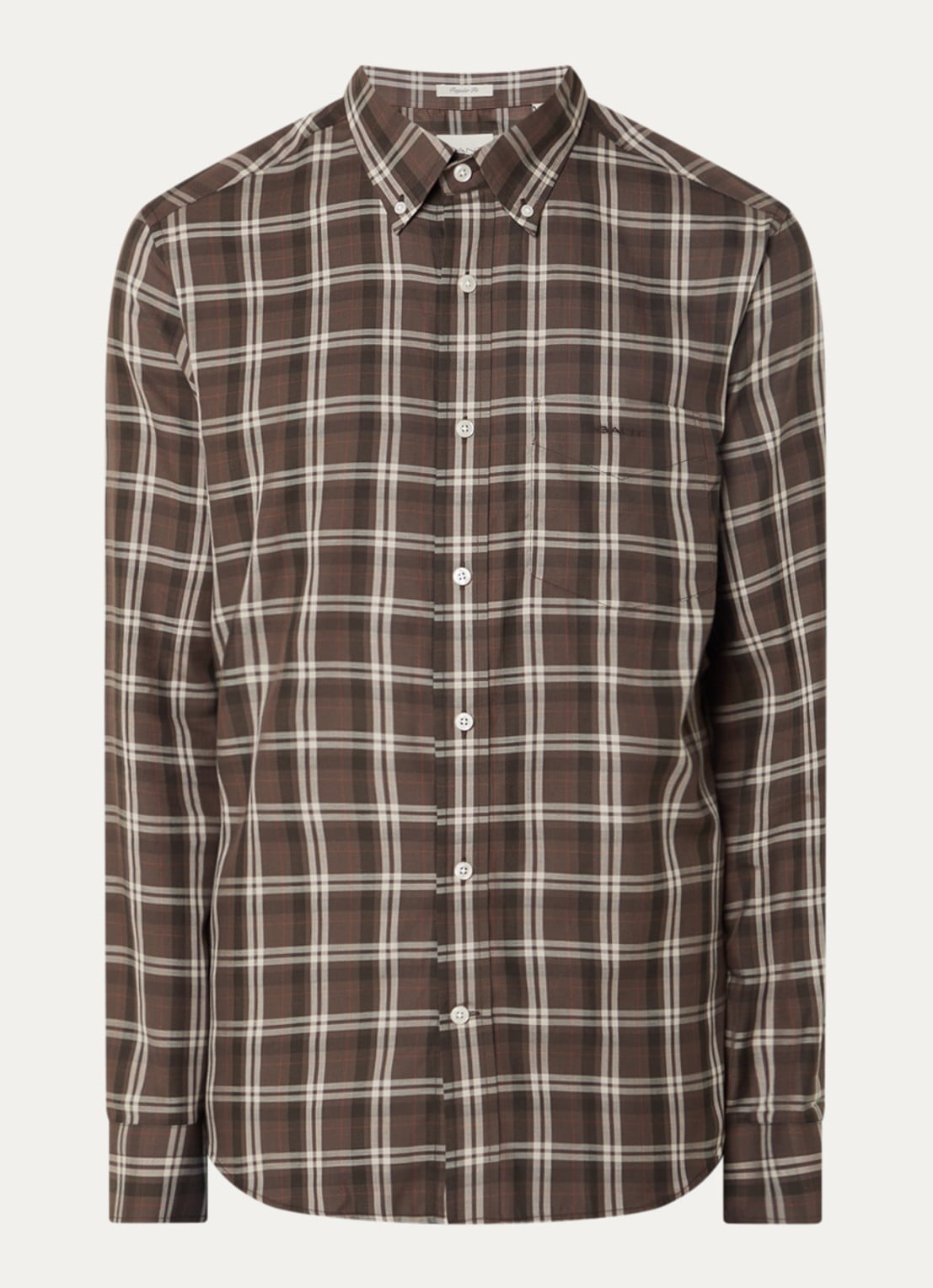 Gant Regular fit overhemd met ruitdessin - voorkant taupe
