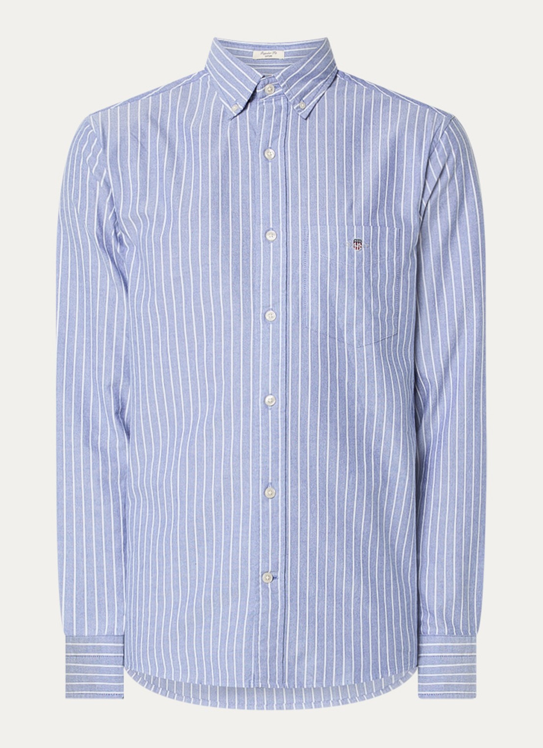Gant Regular fit overhemd met streepprint en borstzak - voorkant blauwgrijs