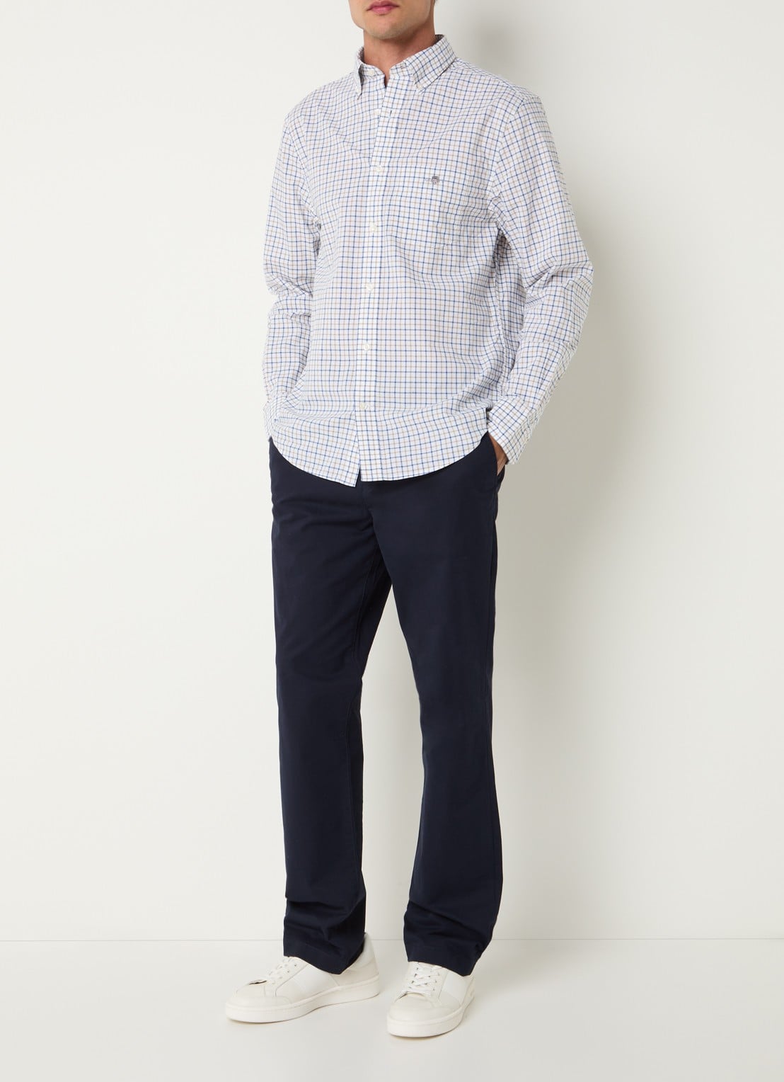 Gant Regular fit overhemd met streepprint - voorkant 3 blauw