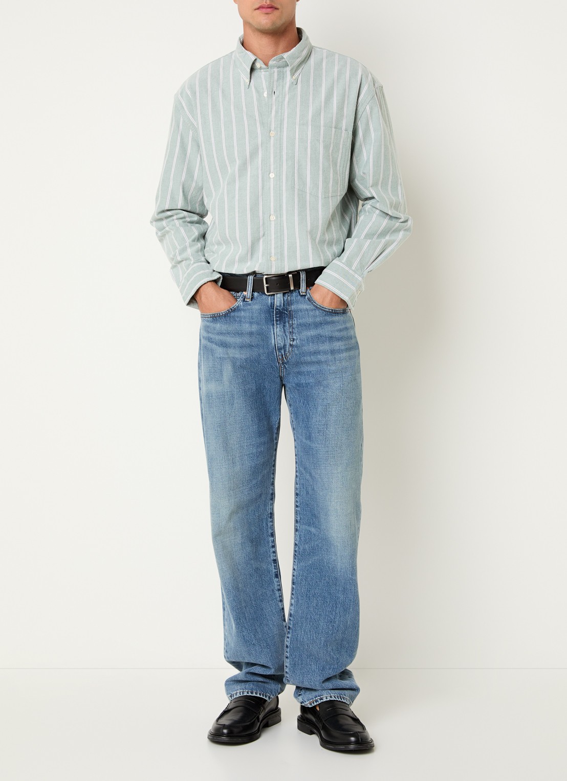 Gant Regular fit overhemd met streepprint - voorkant 3 lichtgroen