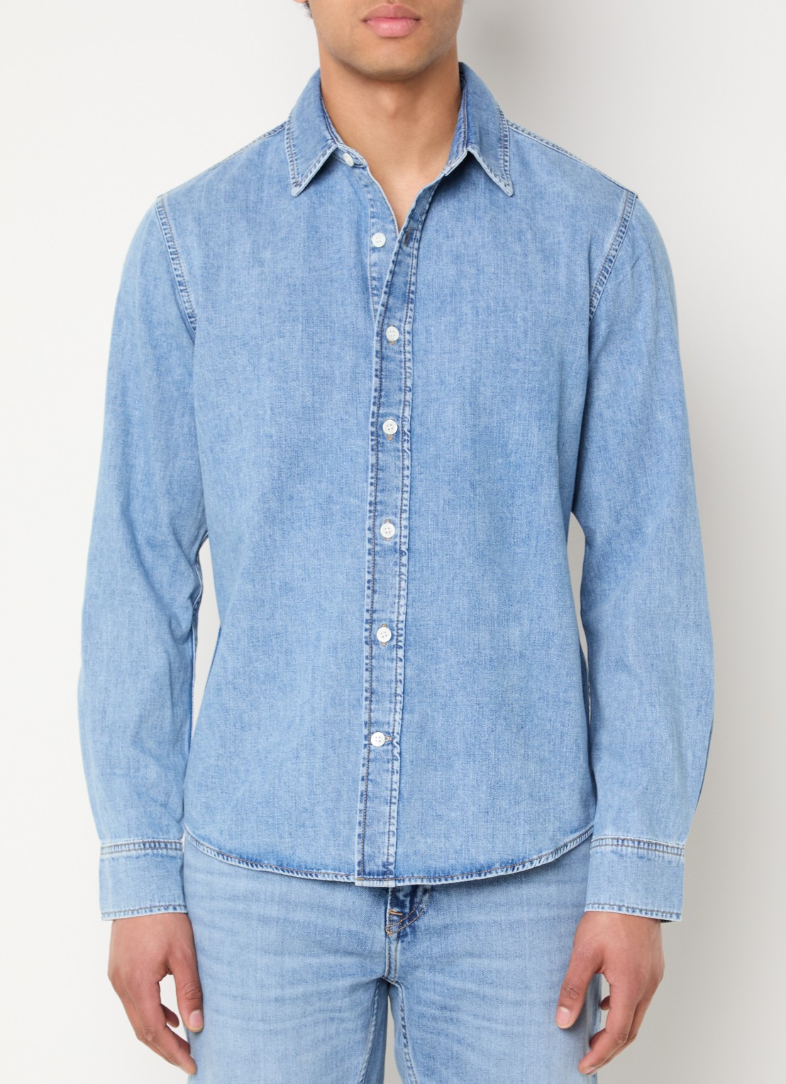 Gant Regular fit overhemd van chambray - detail indigo