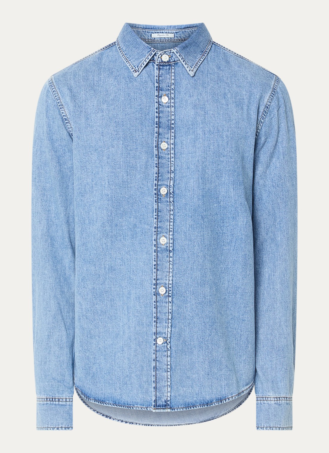 Gant Regular fit overhemd van chambray - voorkant 3 indigo