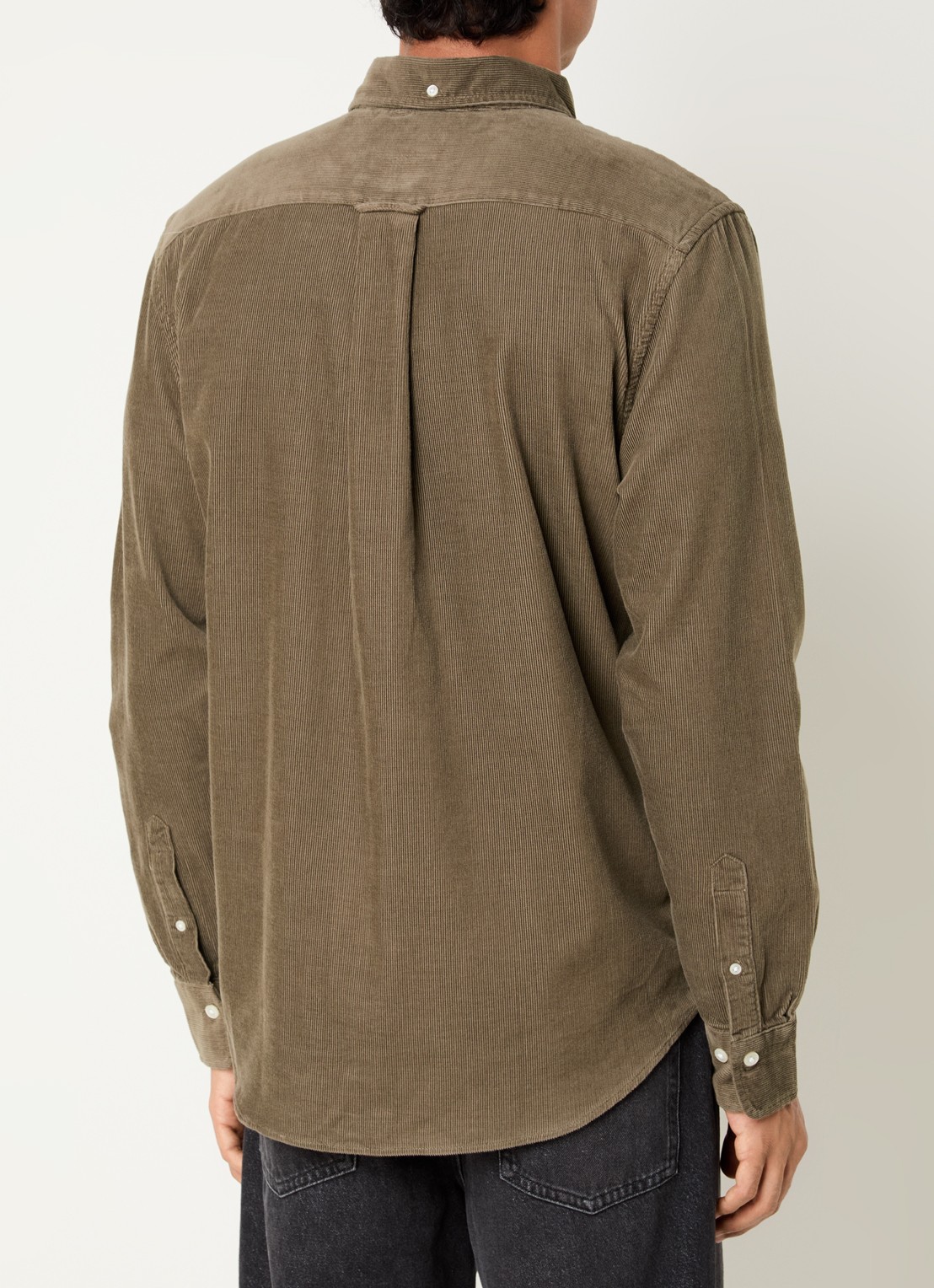 Gant Regular fit overhemd van corduroy met logoborduring - achterkant taupe