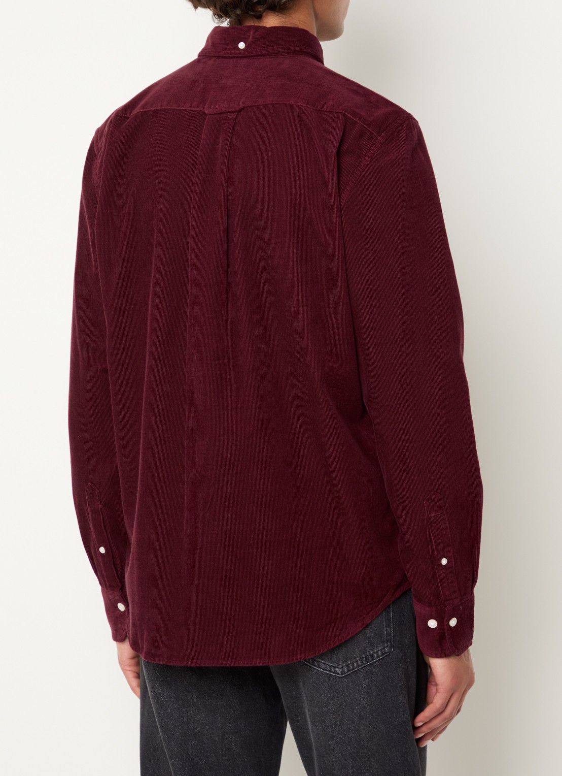 Gant Regular fit overhemd van corduroy met logoborduring - achterkant 3 bordeauxrood