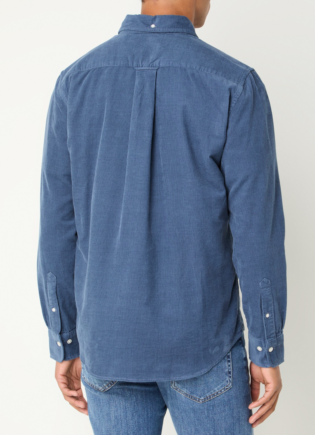 Gant Regular fit overhemd van corduroy met logoborduring - achterkant 4 staalblauw