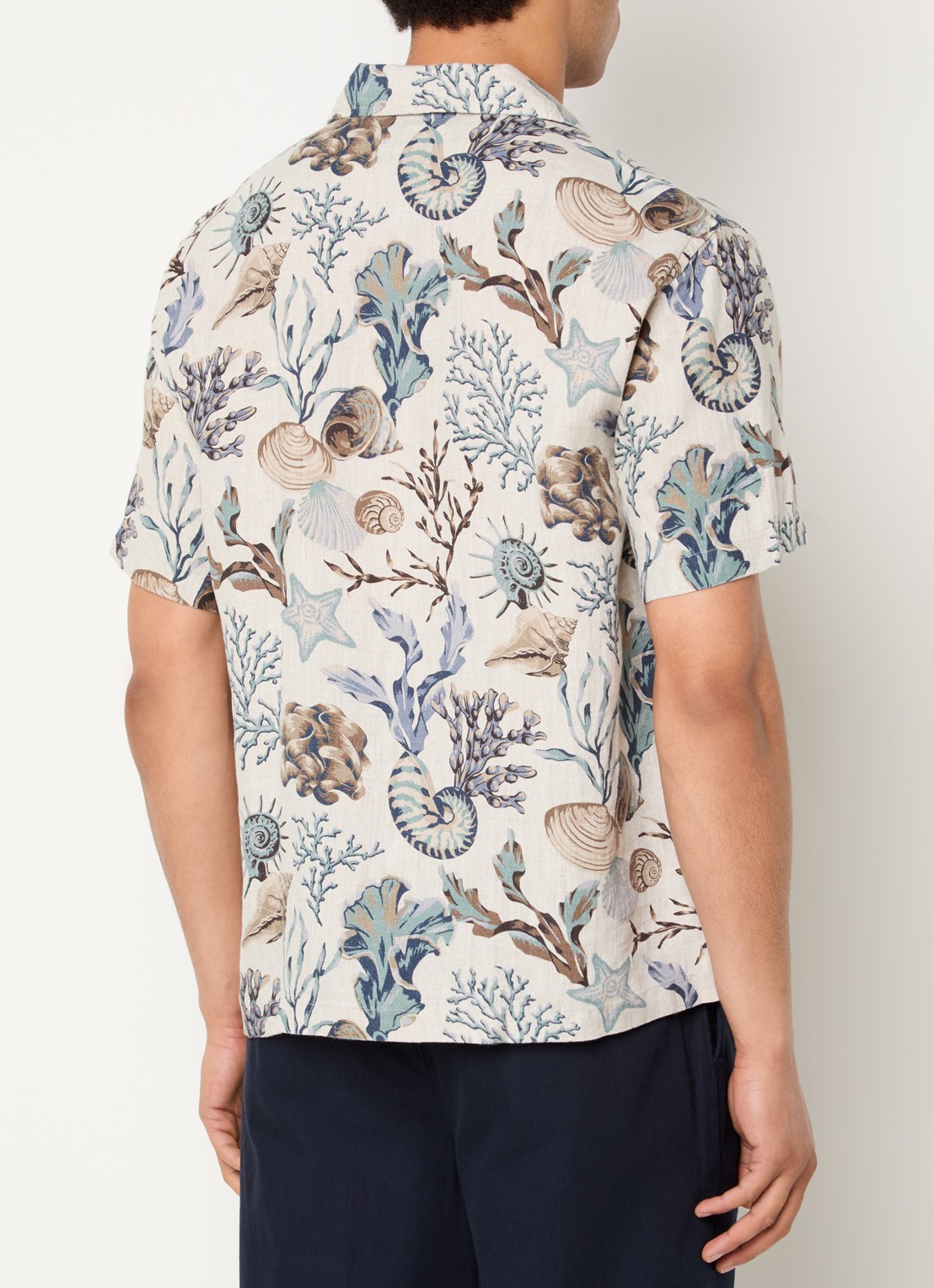 Gant Regular fit overhemd van linnen met print - achterkant 4 beige