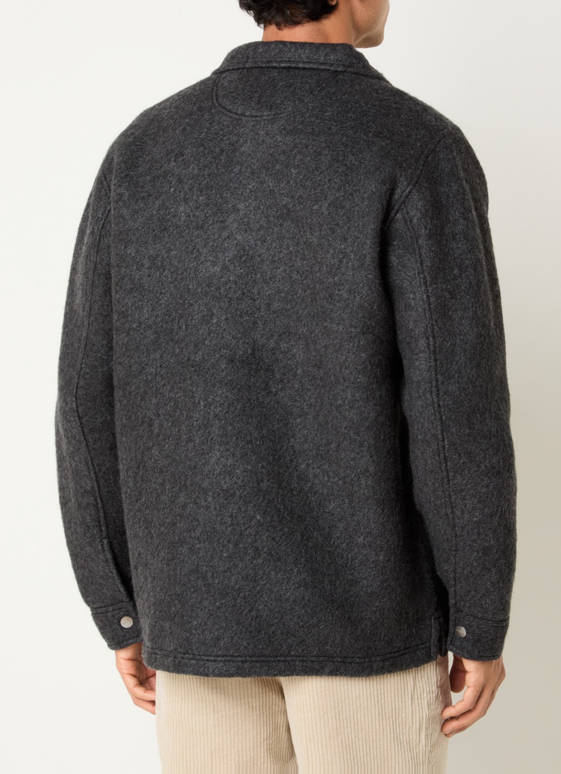 Gant Regular fit overshirt in wolblend met klepzakken - achterkant 2 antraciet