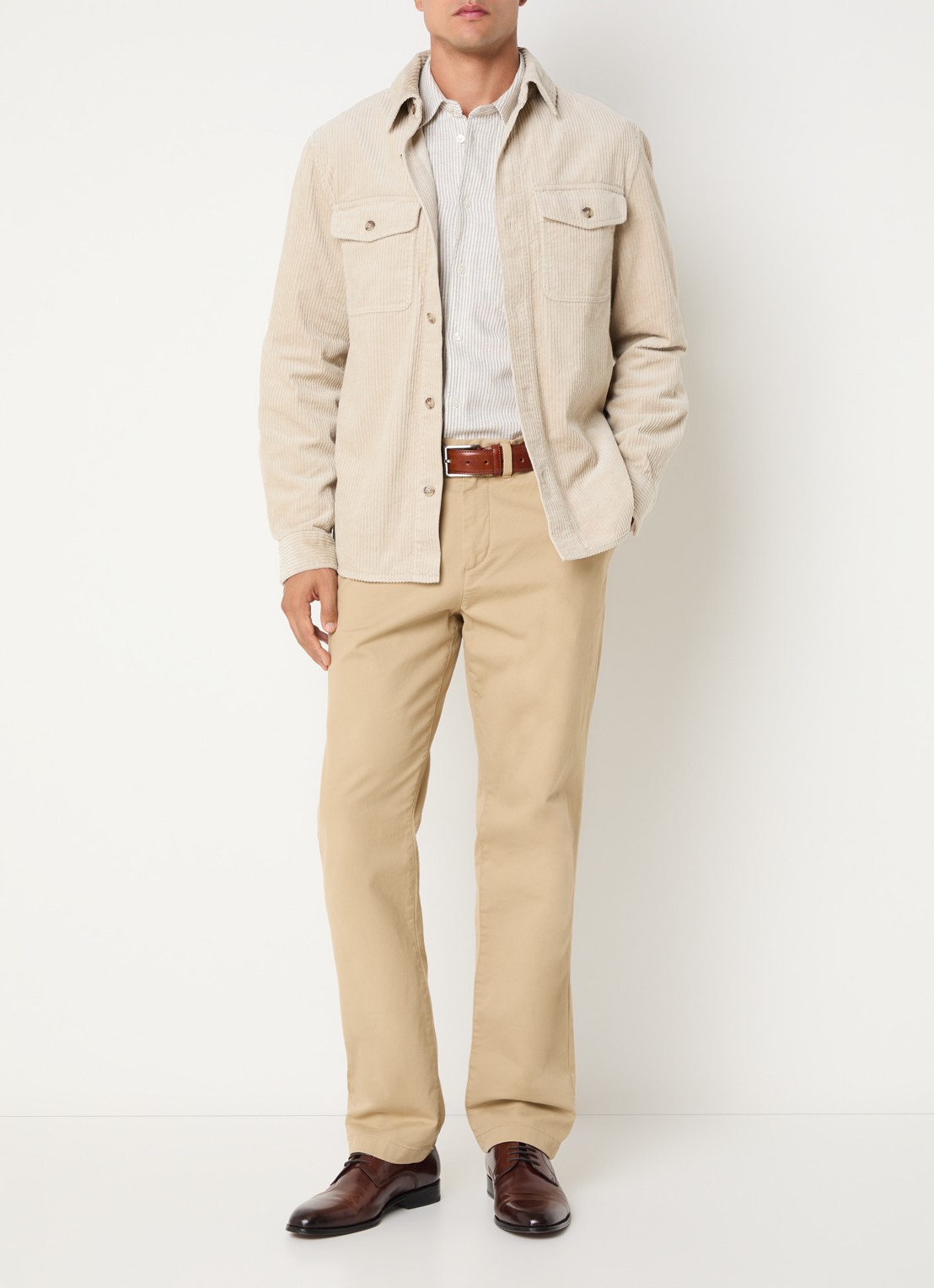 Gant Regular fit overshirt van corduroy met borstzakken - voorkant 3 creme