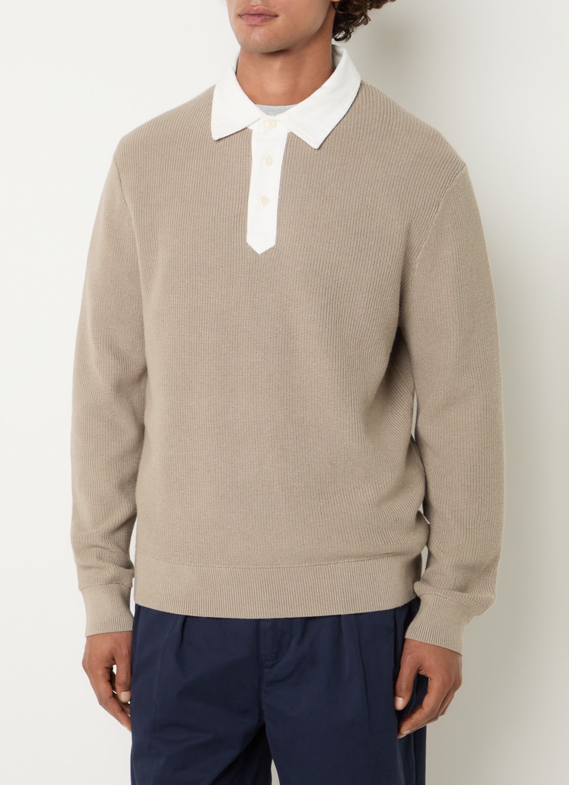 Gant Regular fit polo in wolblend - detail taupe