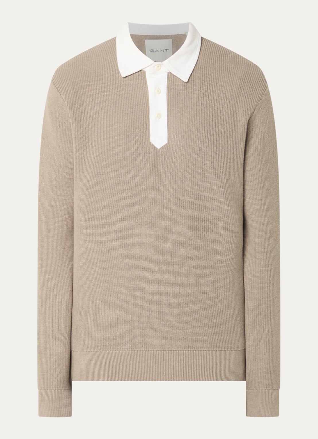 Gant Regular fit polo in wolblend - voorkant 2 taupe
