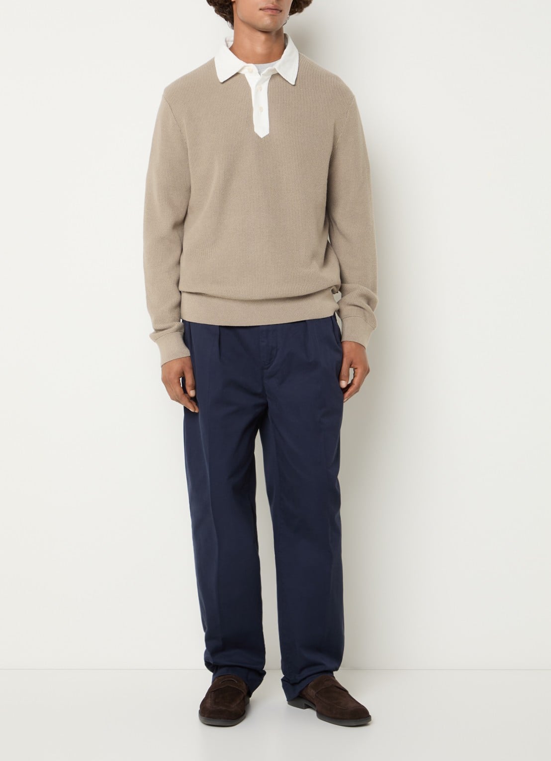 Gant Regular fit polo in wolblend - voorkant 3 taupe