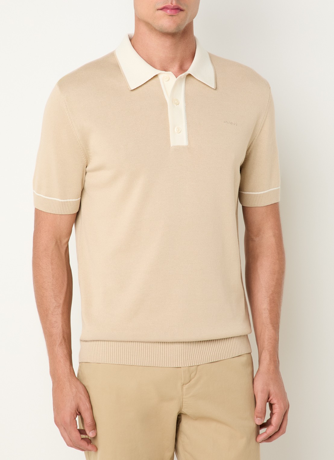 Gant Regular fit polo met logo - detail 2 beige