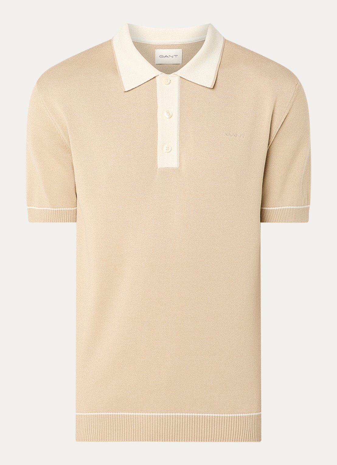 Gant Regular fit polo met logo - voorkant 3 beige