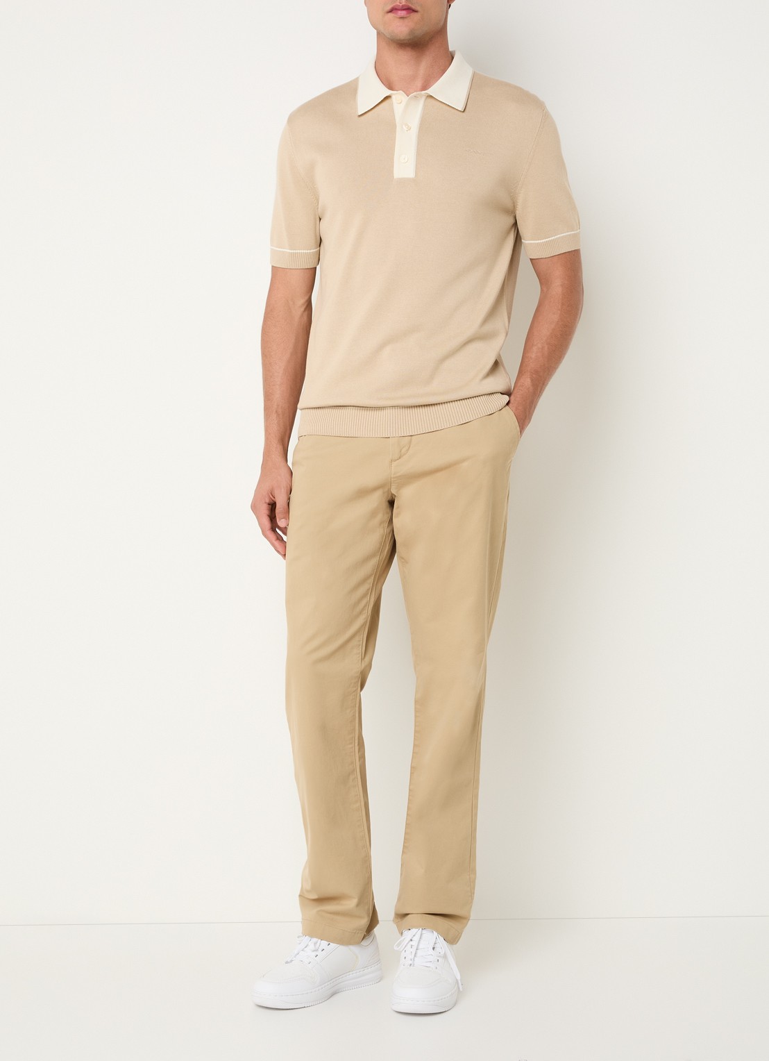 Gant Regular fit polo met logo - voorkant 4 beige
