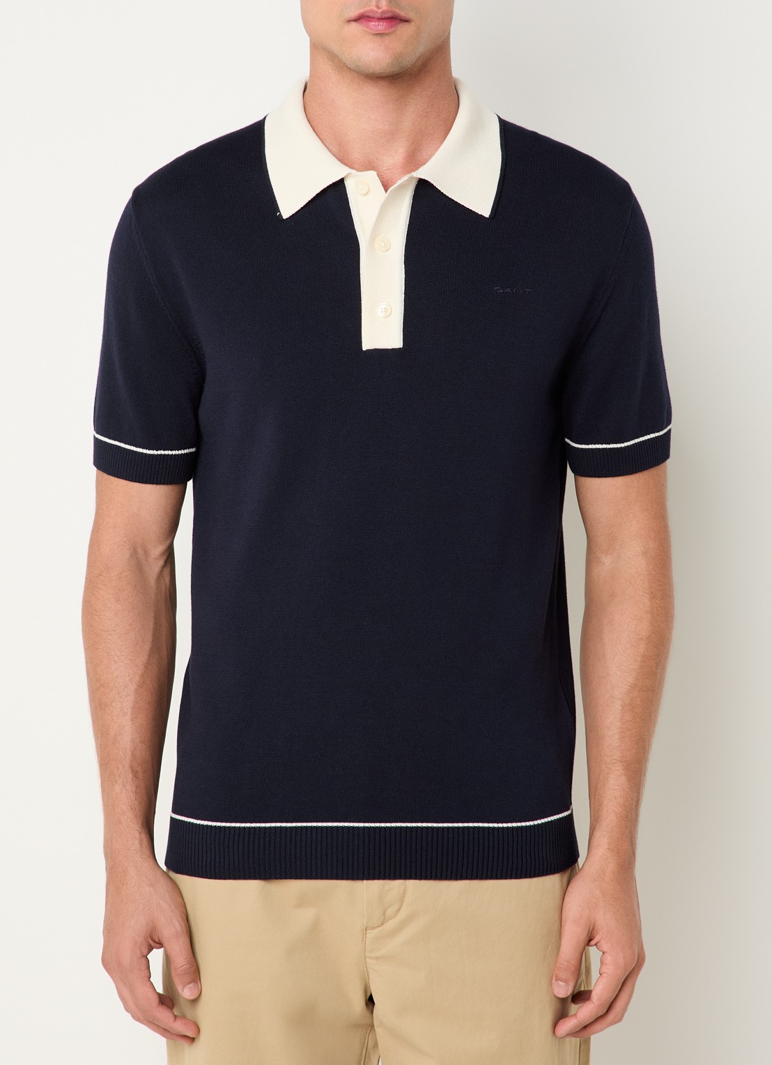 Gant Regular fit polo met logo - detail 2 donkerblauw