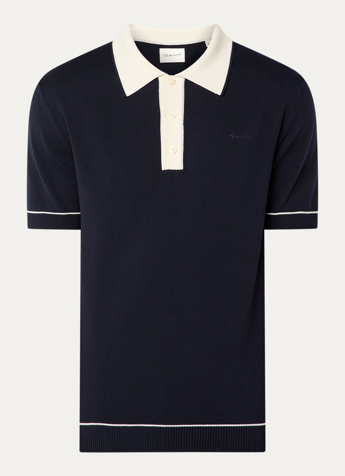 Gant Regular fit polo met logo - voorkant 3 donkerblauw