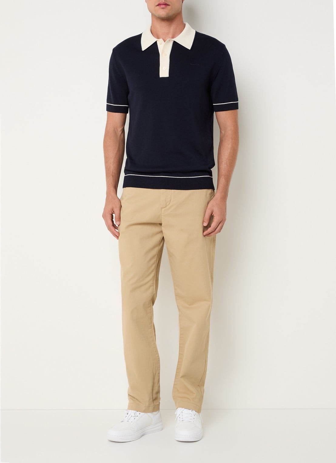 Gant Regular fit polo met logo - voorkant 4 donkerblauw