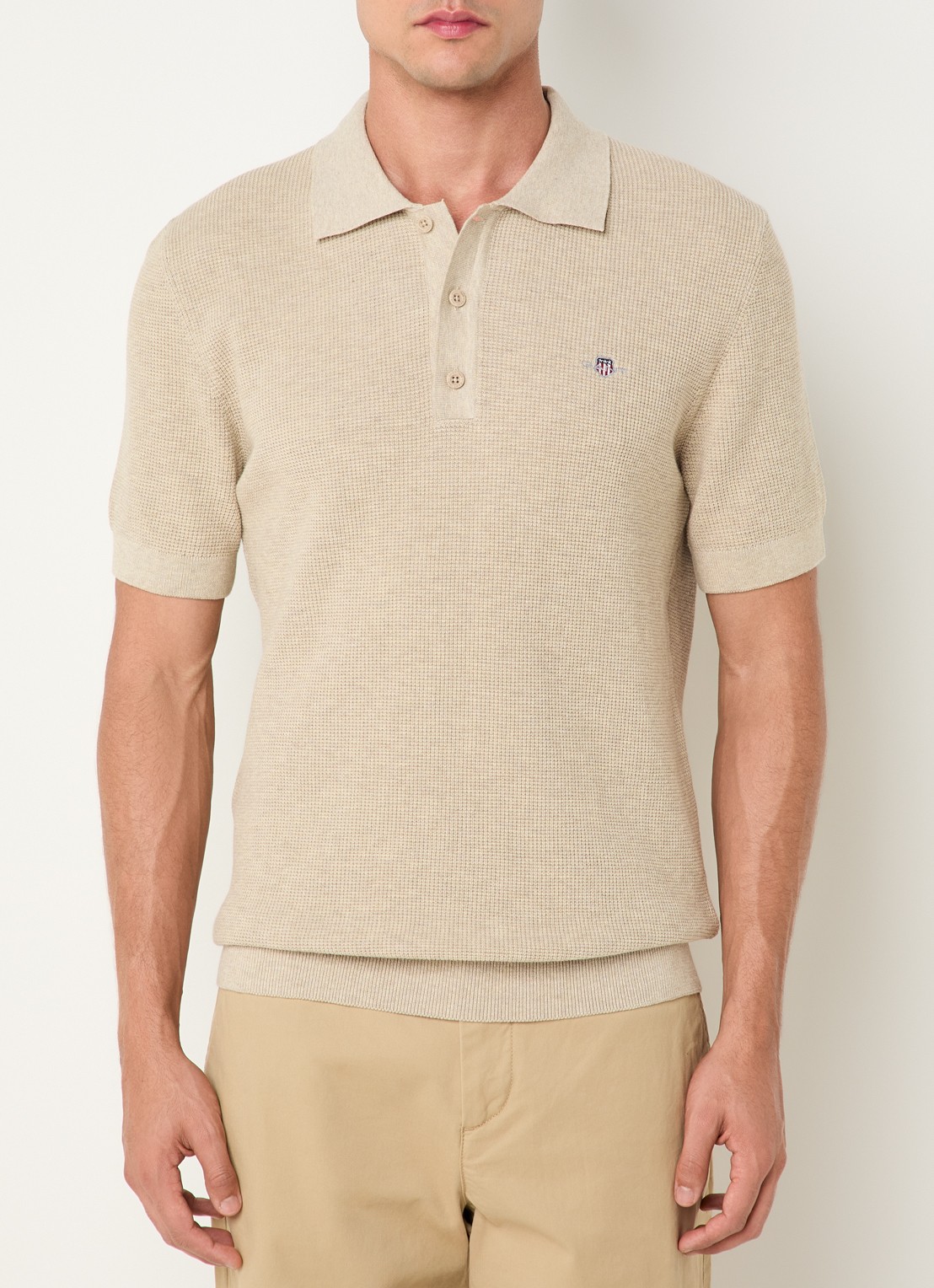 Gant Regular fit polo met logoborduring - detail 4 beige