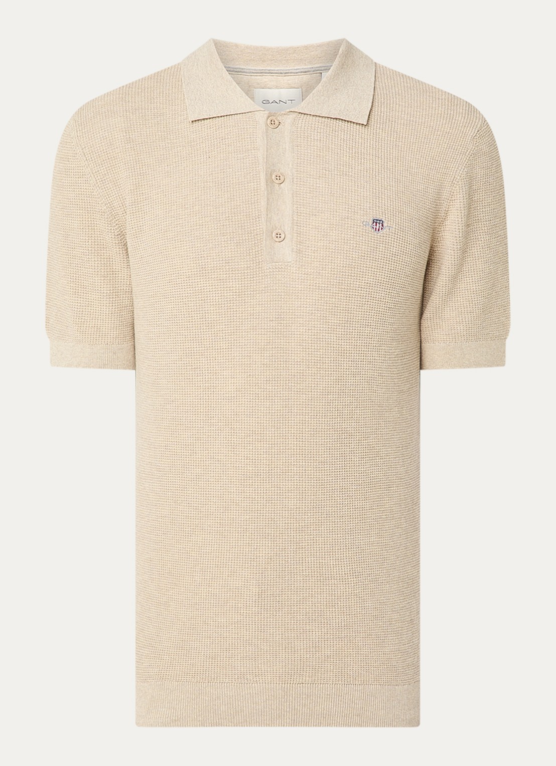 Gant Regular fit polo met logoborduring - voorkant beige