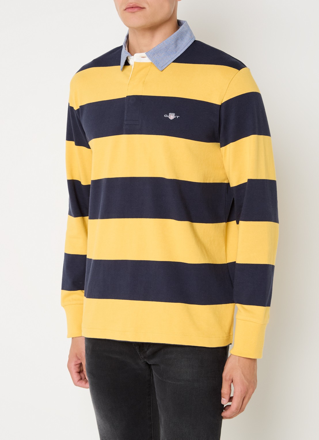 Gant Regular fit polo met streepprint en logo - detail 3 geel
