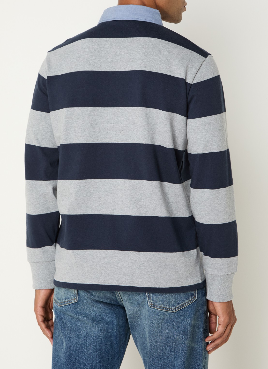 Gant Regular fit polo met streepprint en logo - achterkant grijsmele