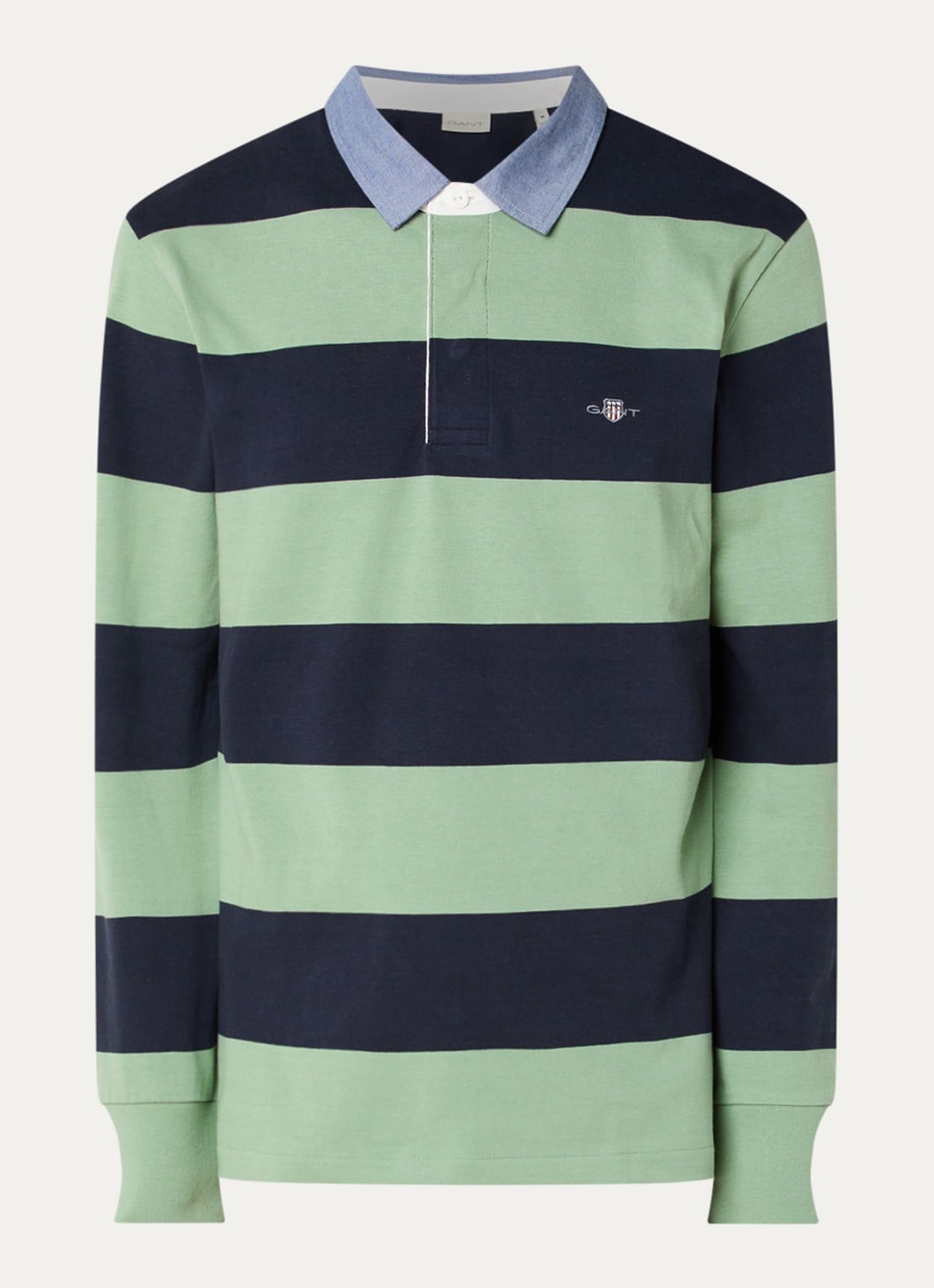 Gant Regular fit polo met streepprint en logo - voorkant lichtgroen