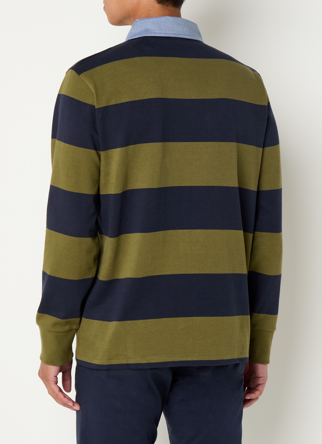 Gant Regular fit polo met streepprint en logo - achterkant 3 mosgroen
