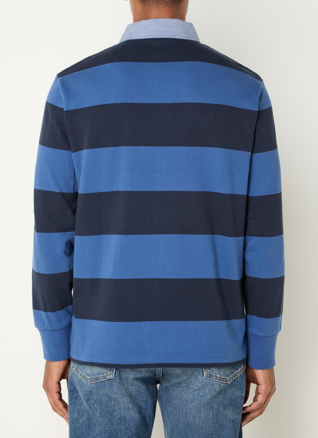 Gant Regular fit polo met streepprint en logo - achterkant blauw