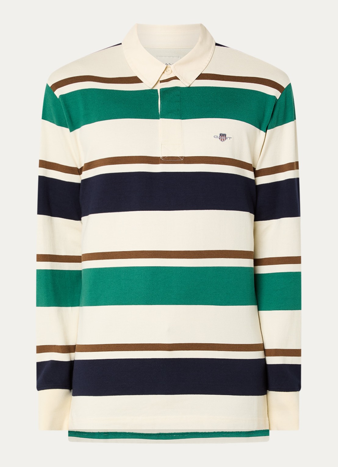 Gant Regular fit polo met streepprint en logo - voorkant 3 gebroken wit