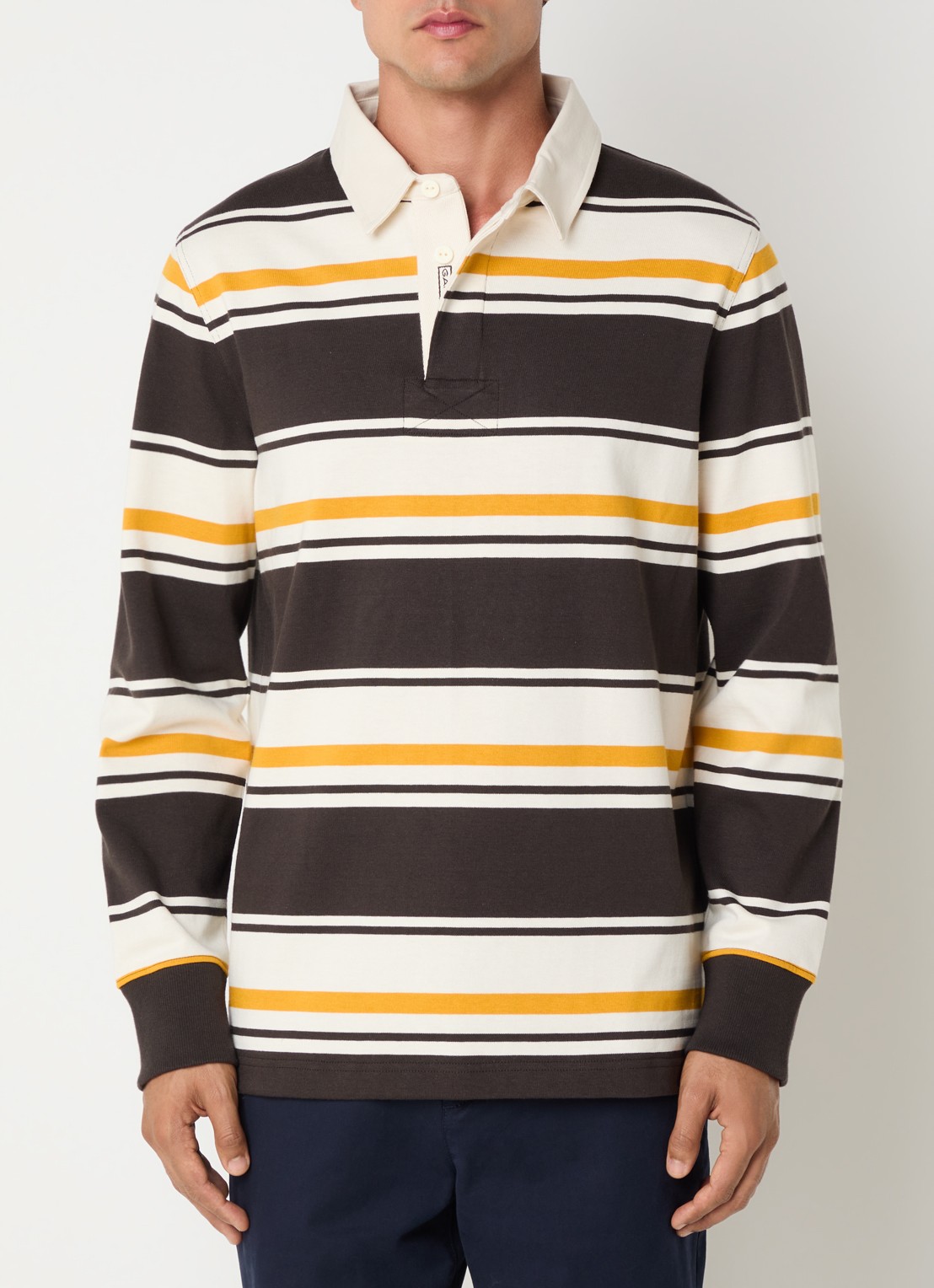 Gant Regular fit polo met streepprint - detail 3 bruin