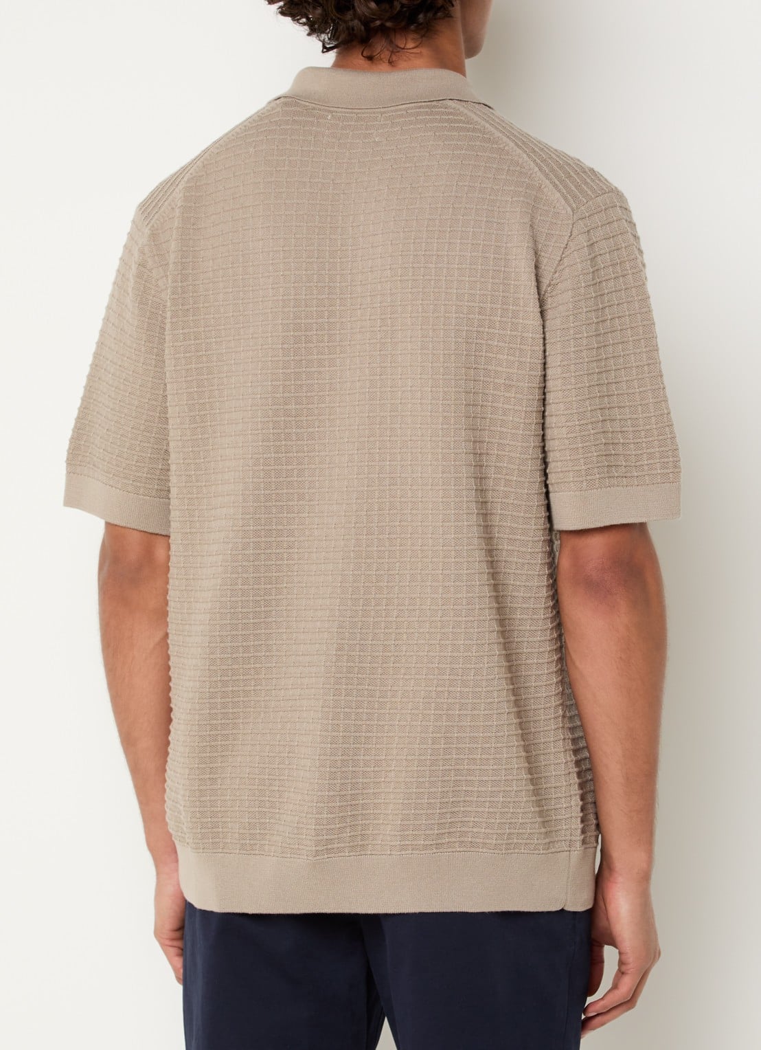 Gant Regular fit polo met structuur - achterkant 2 donkerbeige