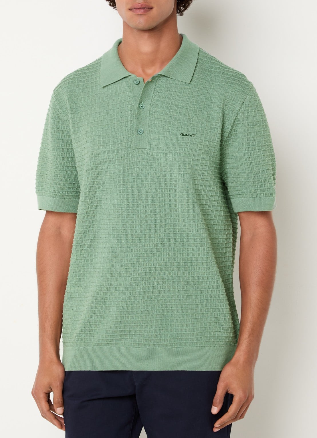 Gant Regular fit polo met structuur - detail groen