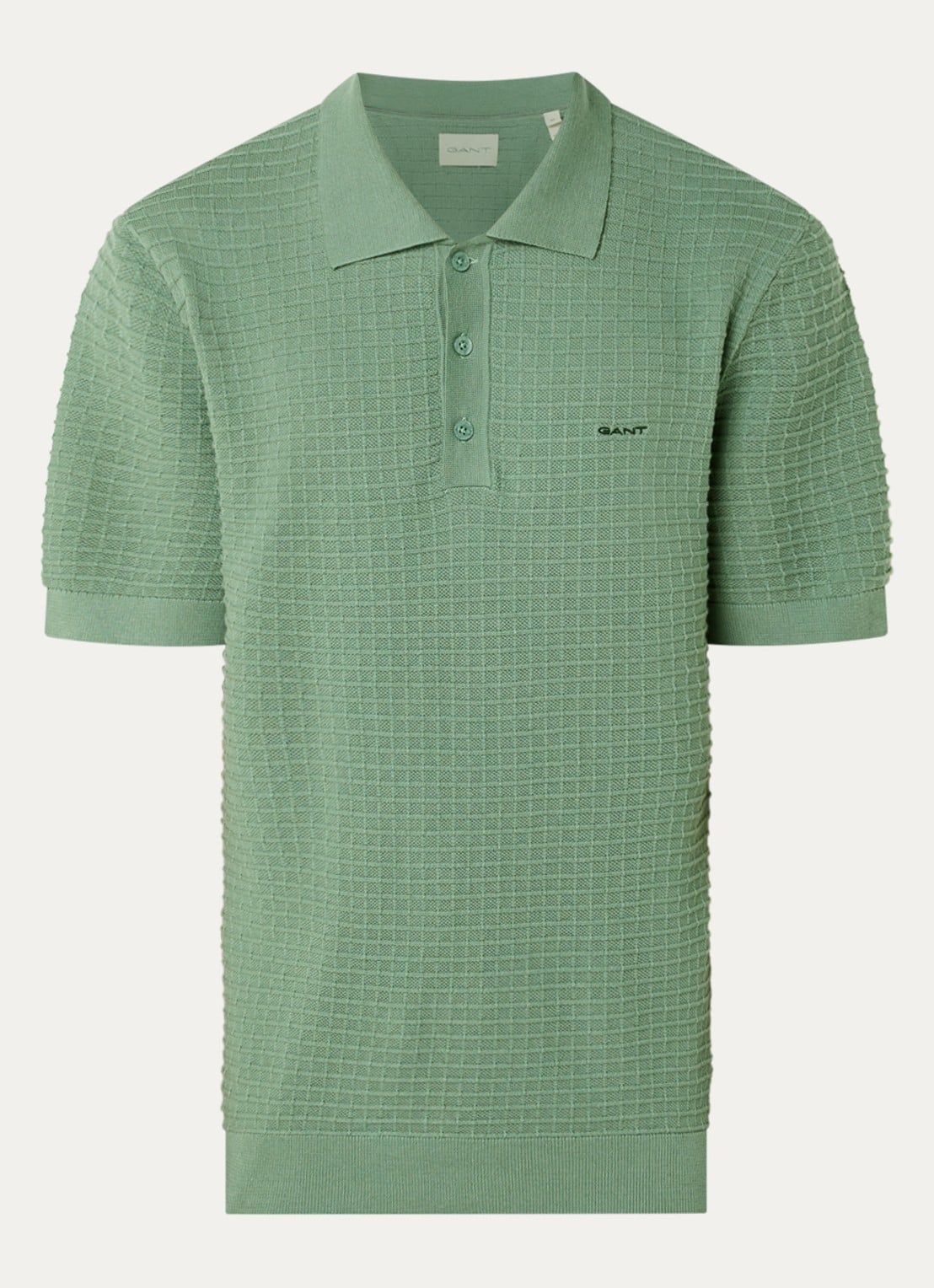 Gant Regular fit polo met structuur - voorkant 3 groen